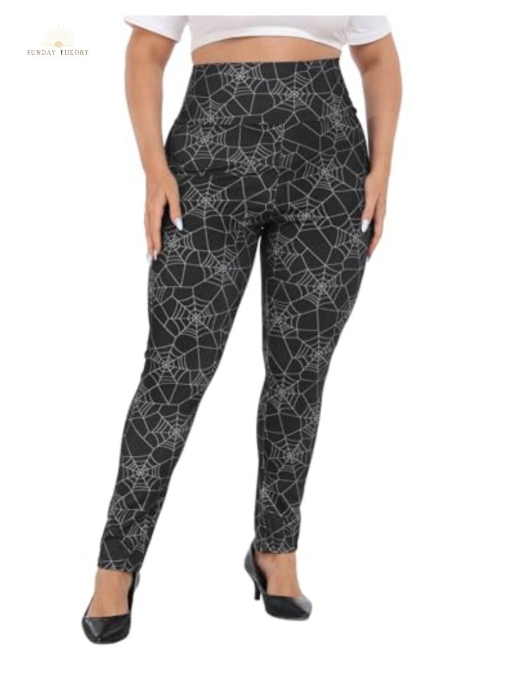 Plus Size Graphic Leggings High Waist Stretch Footless Halloween Tights